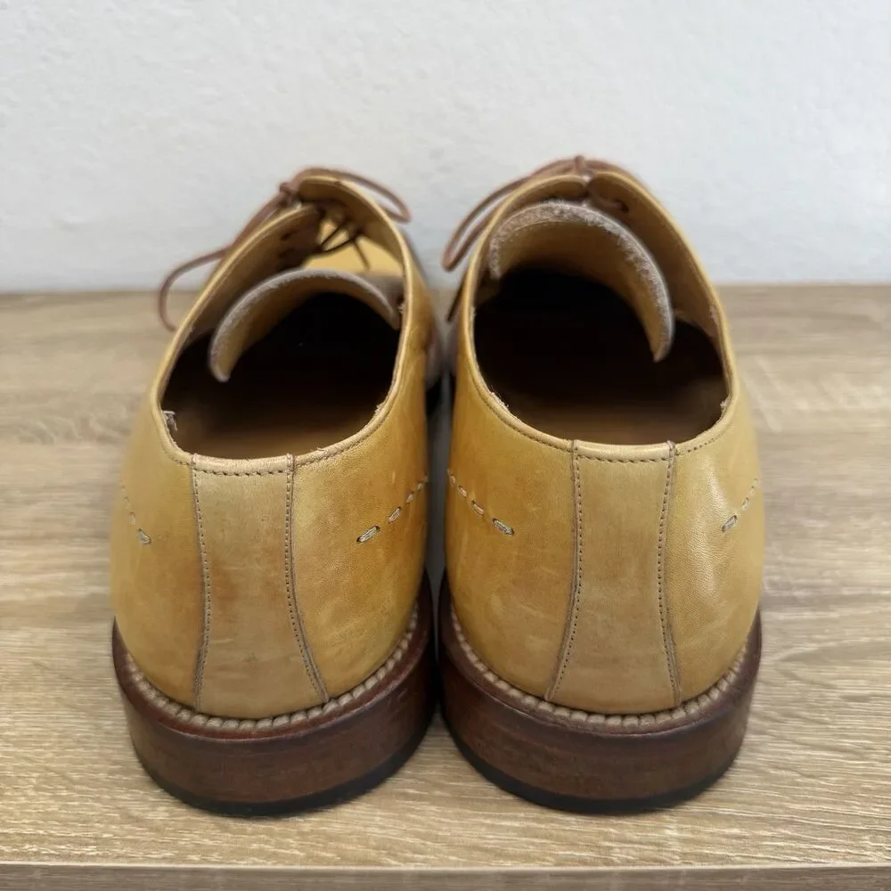 MEZLAN Maranello Oxfords Leather Shoes Sz 11 M Square Toe Yellow Tan Spain Made